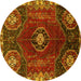 Round Persian Yellow Traditional Rug, tr896yw
