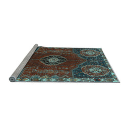 Sideview of Machine Washable Persian Light Blue Traditional Rug, wshtr896lblu