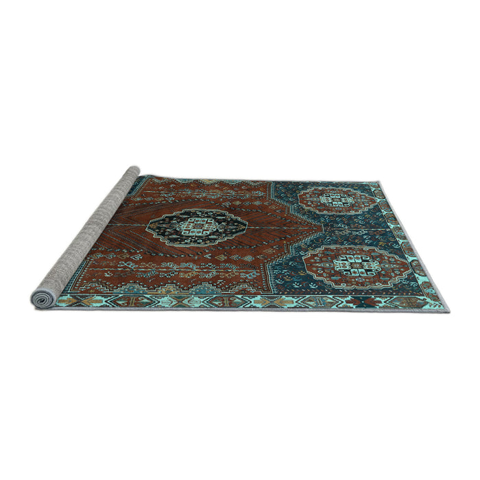 Sideview of Machine Washable Persian Light Blue Traditional Rug, wshtr896lblu