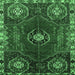 Square Machine Washable Persian Emerald Green Traditional Area Rugs, wshtr896emgrn