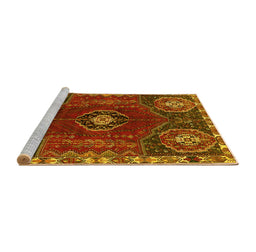 Sideview of Machine Washable Persian Yellow Traditional Rug, wshtr896yw