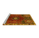 Sideview of Machine Washable Persian Yellow Traditional Rug, wshtr896yw