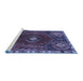 Sideview of Machine Washable Persian Blue Traditional Rug, wshtr896blu