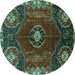 Round Persian Turquoise Traditional Rug, tr896turq