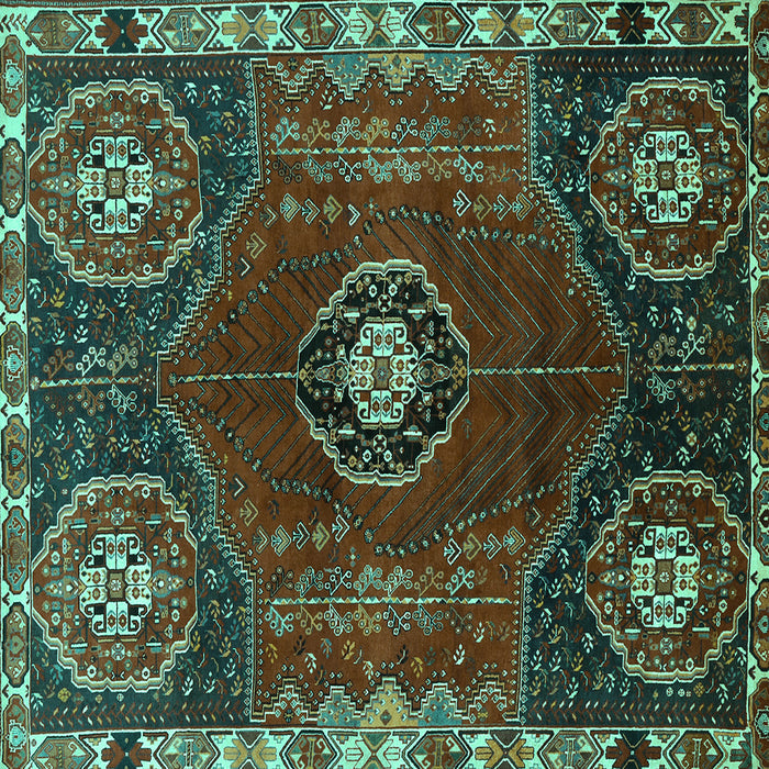Square Machine Washable Persian Turquoise Traditional Area Rugs, wshtr896turq