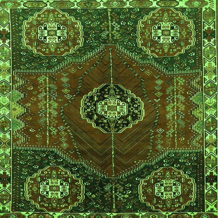 Round Machine Washable Persian Green Traditional Area Rugs, wshtr896grn