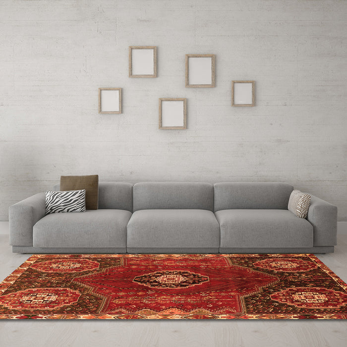 Machine Washable Persian Orange Traditional Area Rugs in a Living Room, wshtr896org
