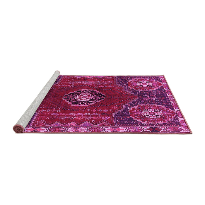 Sideview of Machine Washable Persian Pink Traditional Rug, wshtr896pnk