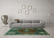 Machine Washable Persian Turquoise Traditional Area Rugs in a Living Room,, wshtr896turq