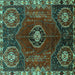 Square Persian Turquoise Traditional Rug, tr896turq