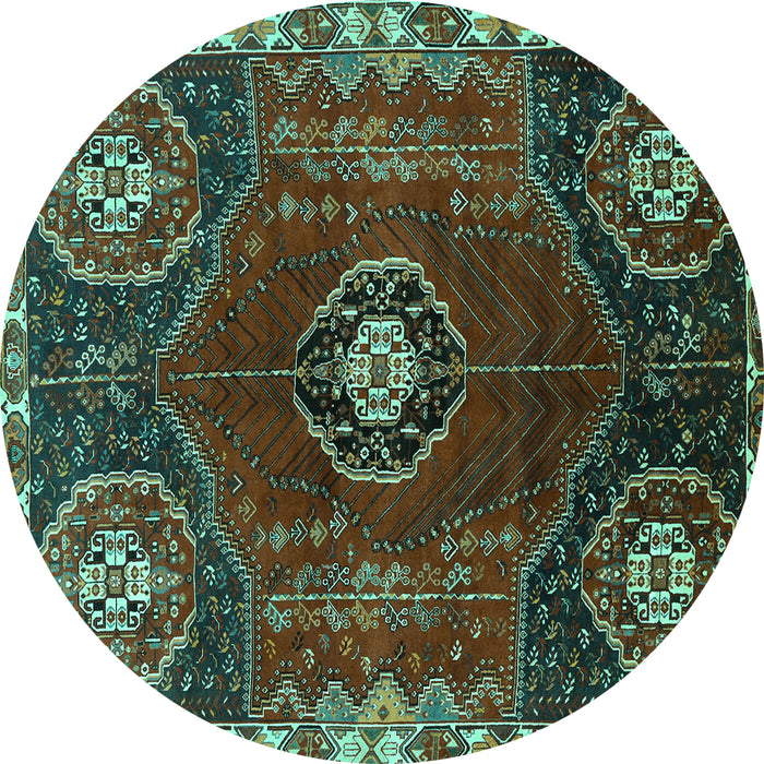 Round Machine Washable Persian Turquoise Traditional Area Rugs, wshtr896turq