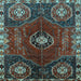 Square Machine Washable Persian Light Blue Traditional Rug, wshtr896lblu