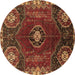 Round Machine Washable Persian Brown Traditional Rug, wshtr896brn