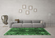 Machine Washable Persian Emerald Green Traditional Area Rugs in a Living Room,, wshtr896emgrn