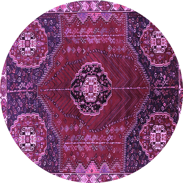 Round Machine Washable Persian Purple Traditional Area Rugs, wshtr896pur
