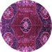 Round Machine Washable Persian Purple Traditional Area Rugs, wshtr896pur