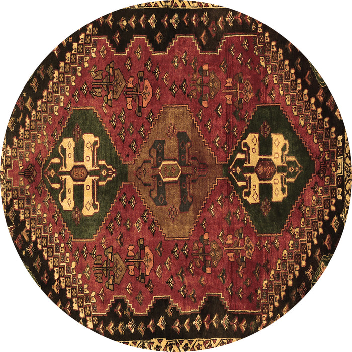Round Machine Washable Persian Brown Traditional Rug, wshtr897brn