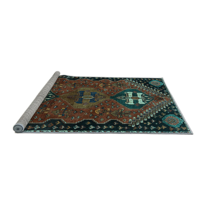 Sideview of Machine Washable Persian Light Blue Traditional Rug, wshtr897lblu