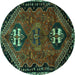 Round Persian Turquoise Traditional Rug, tr897turq