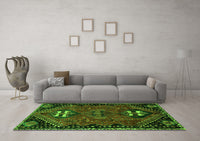 Machine Washable Persian Green Traditional Rug, wshtr897grn