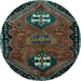 Round Machine Washable Persian Light Blue Traditional Rug, wshtr897lblu