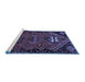 Sideview of Machine Washable Persian Blue Traditional Rug, wshtr897blu