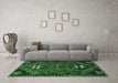 Machine Washable Persian Emerald Green Traditional Area Rugs in a Living Room,, wshtr897emgrn