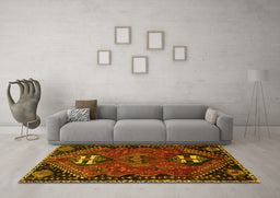 Machine Washable Persian Yellow Traditional Rug in a Living Room, wshtr897yw