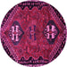 Round Persian Pink Traditional Rug, tr897pnk