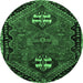 Round Persian Emerald Green Traditional Rug, tr897emgrn