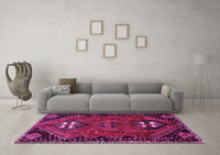 Machine Washable Persian Pink Traditional Rug, wshtr897pnk