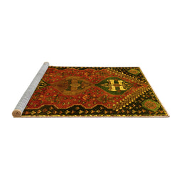 Sideview of Machine Washable Persian Yellow Traditional Rug, wshtr897yw