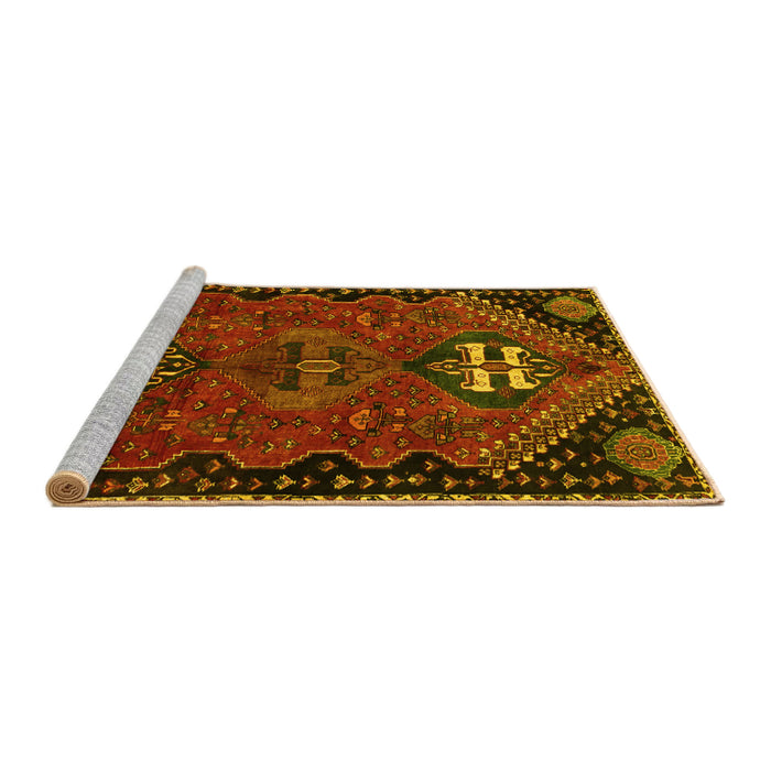 Sideview of Machine Washable Persian Yellow Traditional Rug, wshtr897yw
