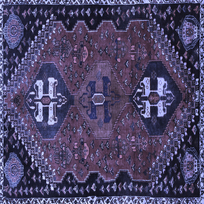 Square Machine Washable Persian Blue Traditional Rug, wshtr897blu
