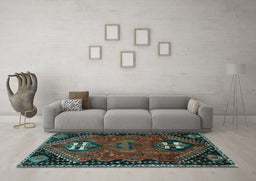 Machine Washable Persian Light Blue Traditional Rug in a Living Room, wshtr897lblu