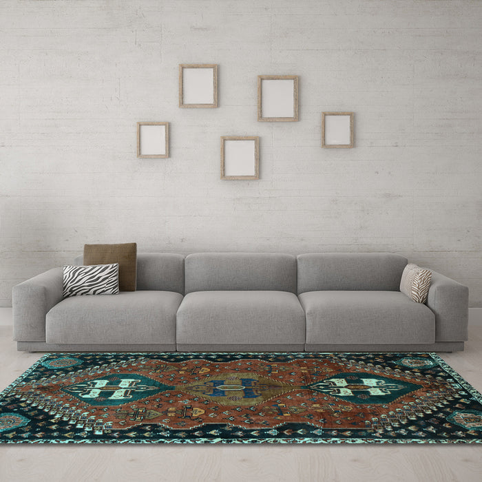 Machine Washable Persian Light Blue Traditional Rug in a Living Room, wshtr897lblu