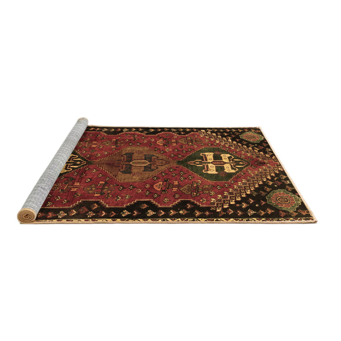 Sideview of Machine Washable Persian Brown Traditional Rug, wshtr897brn
