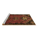 Sideview of Machine Washable Persian Brown Traditional Rug, wshtr897brn