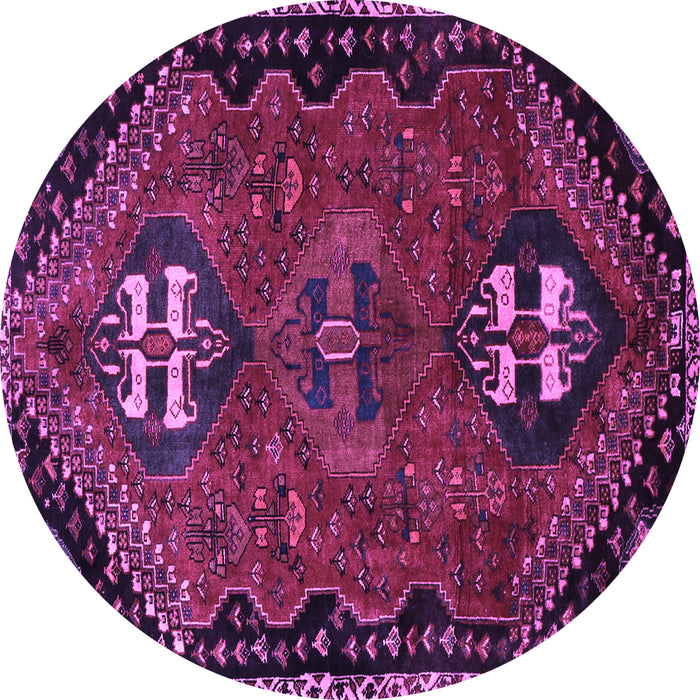 Round Persian Purple Traditional Rug, tr897pur