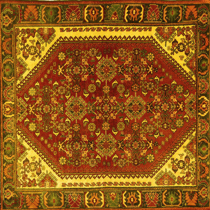 Square Machine Washable Persian Yellow Traditional Rug, wshtr898yw