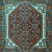 Square Machine Washable Persian Light Blue Traditional Rug, wshtr898lblu