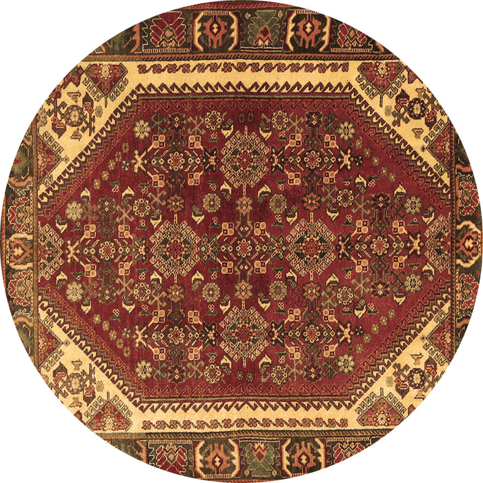 Round Machine Washable Persian Brown Traditional Rug, wshtr898brn
