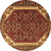 Round Machine Washable Persian Brown Traditional Rug, wshtr898brn