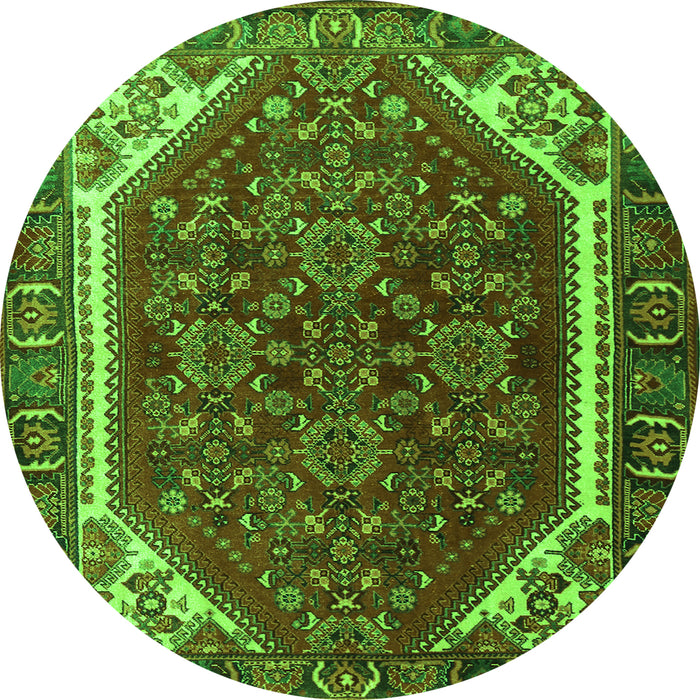 Square Persian Green Traditional Rug, tr898grn