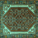 Square Persian Turquoise Traditional Rug, tr898turq