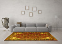 Machine Washable Persian Yellow Traditional Rug, wshtr898yw