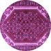 Round Machine Washable Persian Purple Traditional Area Rugs, wshtr898pur