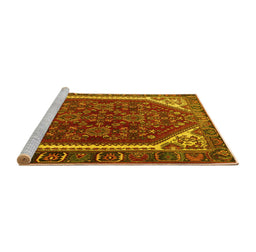 Sideview of Machine Washable Persian Yellow Traditional Rug, wshtr898yw