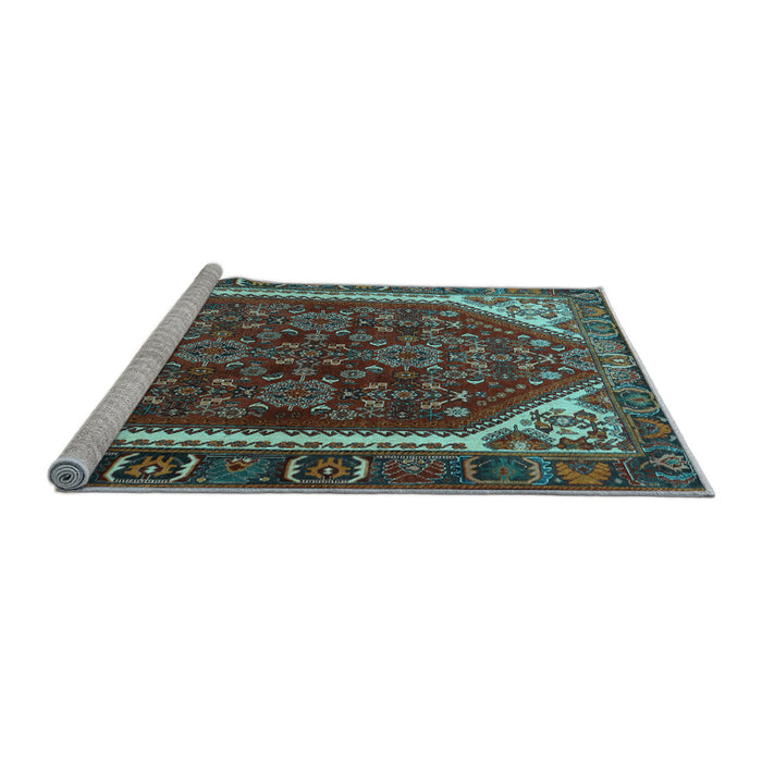 Sideview of Machine Washable Persian Light Blue Traditional Rug, wshtr898lblu