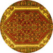 Round Machine Washable Persian Yellow Traditional Rug, wshtr898yw